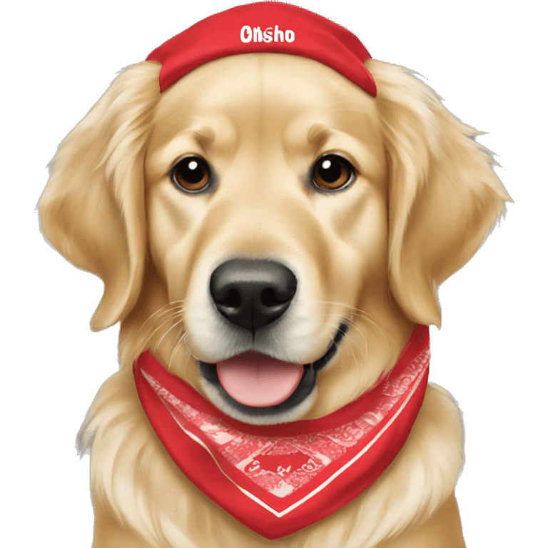 golden retriever wearing ohio state bandana emoji