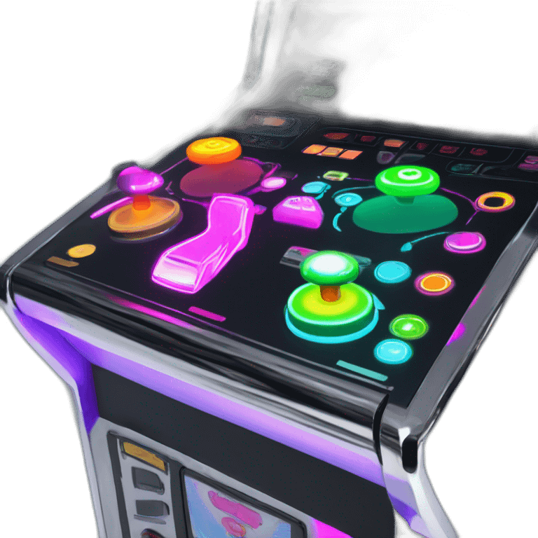 Design a retro joystick with modern chrome and neon accents, on an arcade machine." emoji