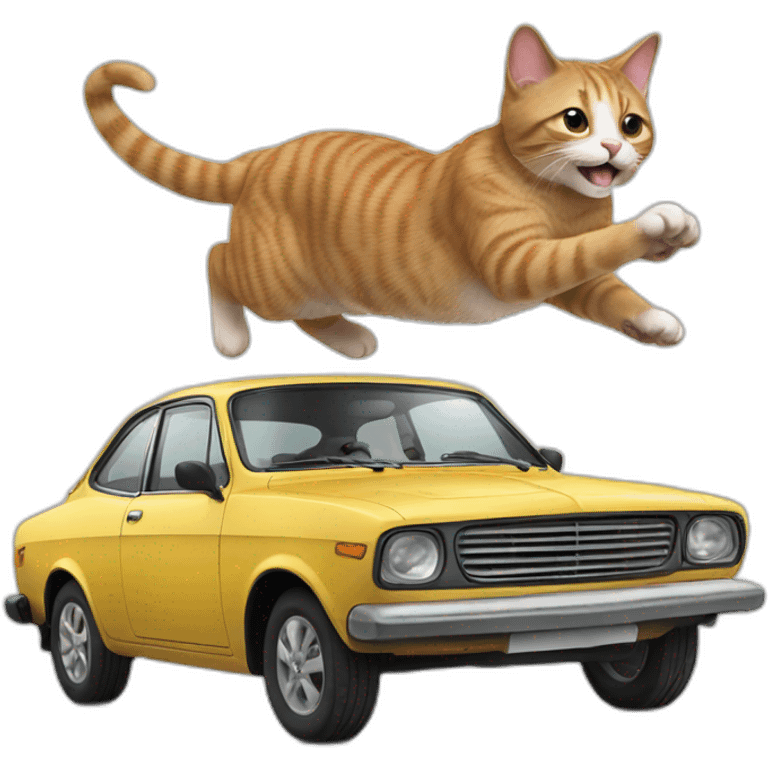 Cat jumping on a car emoji