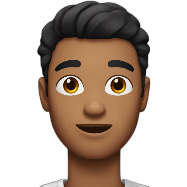 Black hair guy with tick eyebrows emoji