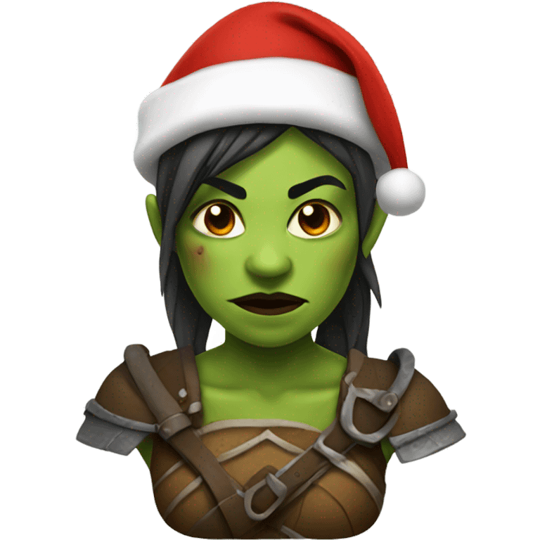 orc female warrior with santa hat emoji