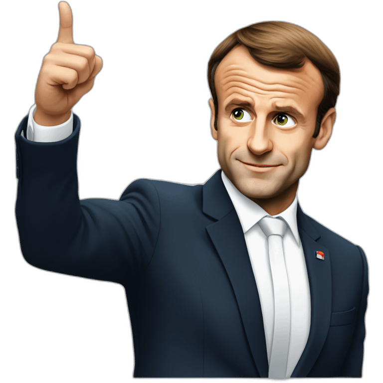 emmanuel macron with his thumb pointing down emoji