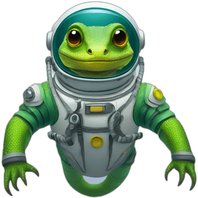 A lizard in an underwater spacesuit emoji