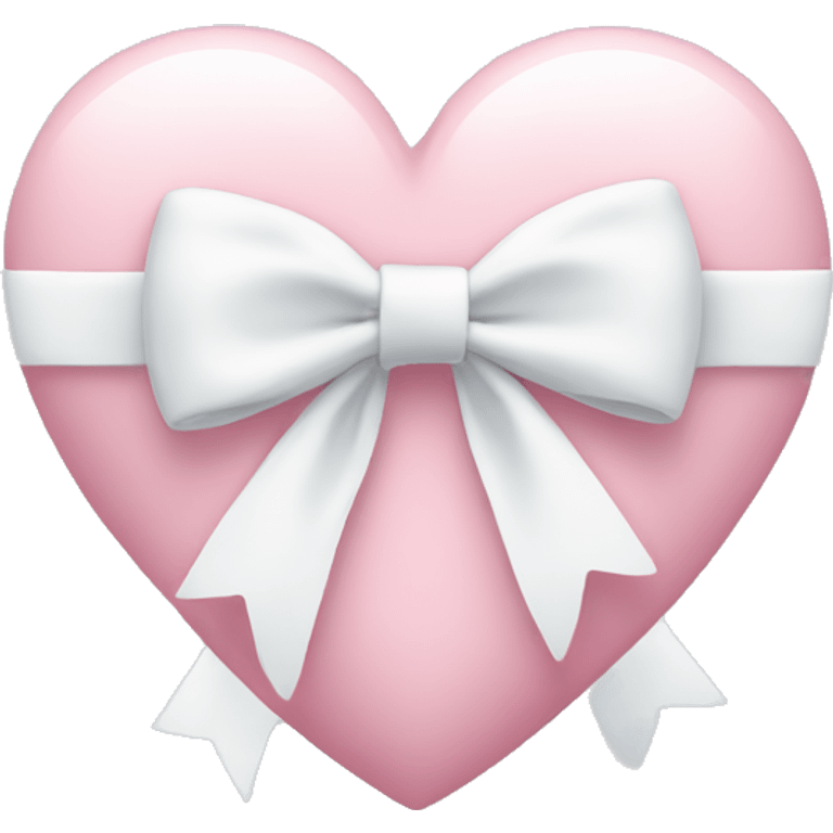 Pastel pink heart with white bow emoji