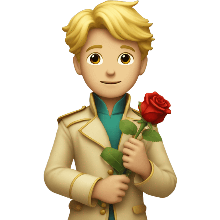 The little prince holds a rose in his hand emoji