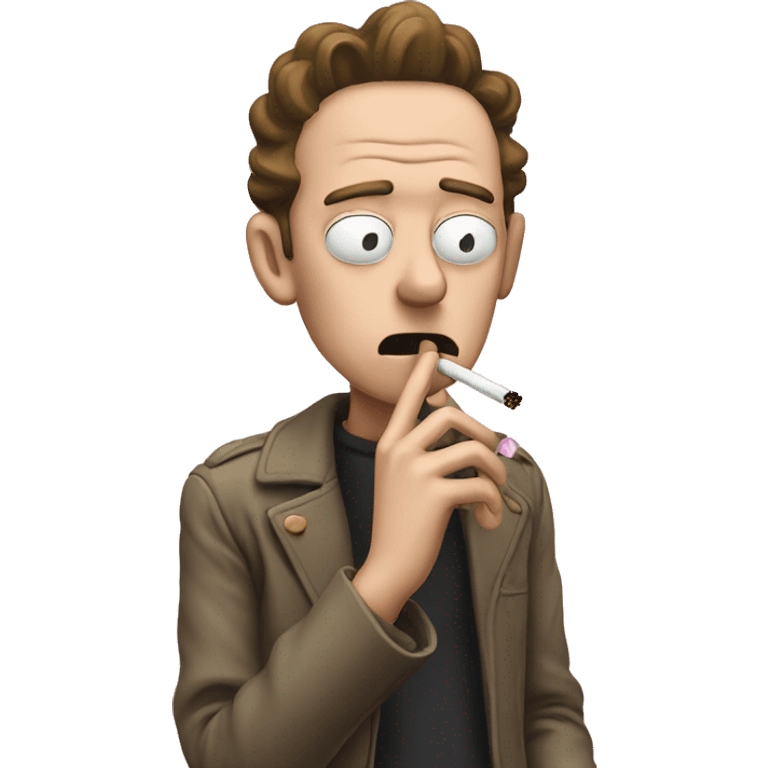 A pink morty smoking a cigarette  emoji