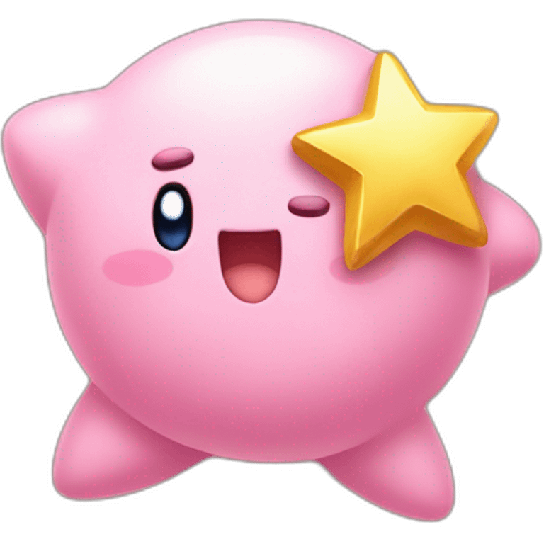 clean cute happy Kirby with a golden star emote emoji