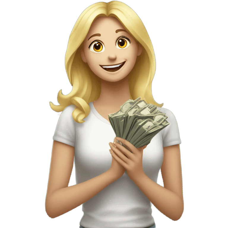 Blonde girl winning money emoji