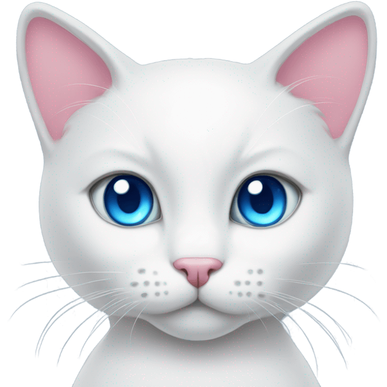 white cat with a pink bow blue eyes emoji