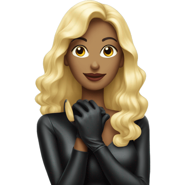 Black Latex gloves blonde elegant woman emoji