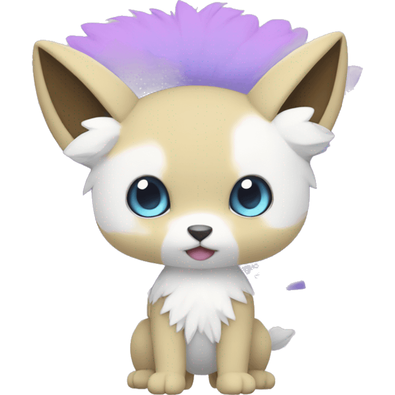 Cute cool white blue purple pink animal hybrid Fakemon full body emoji