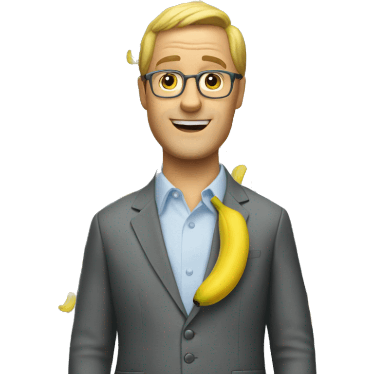 the man who speaks into a banana emoji