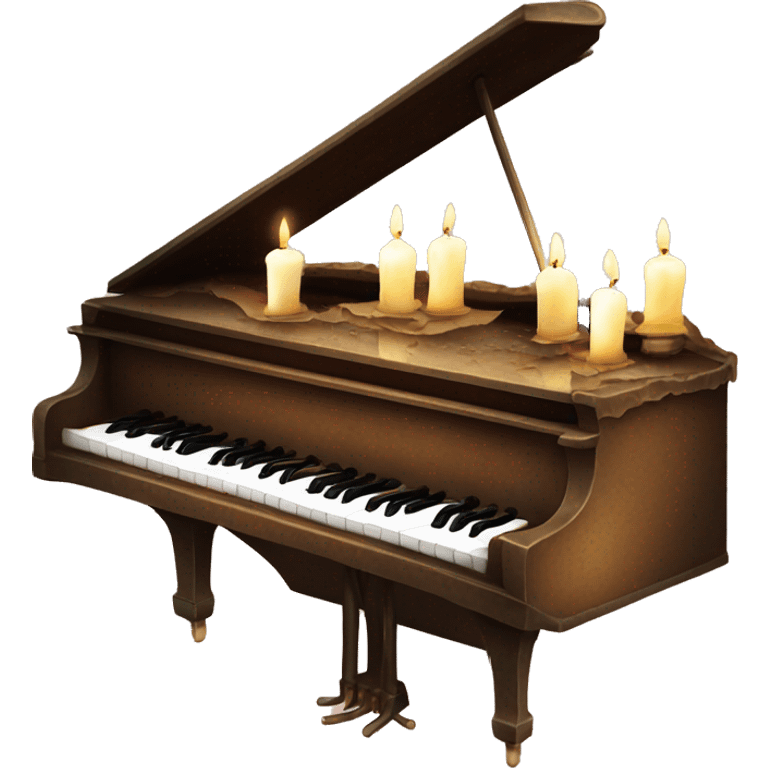 vintage piano with melted candles on top emoji