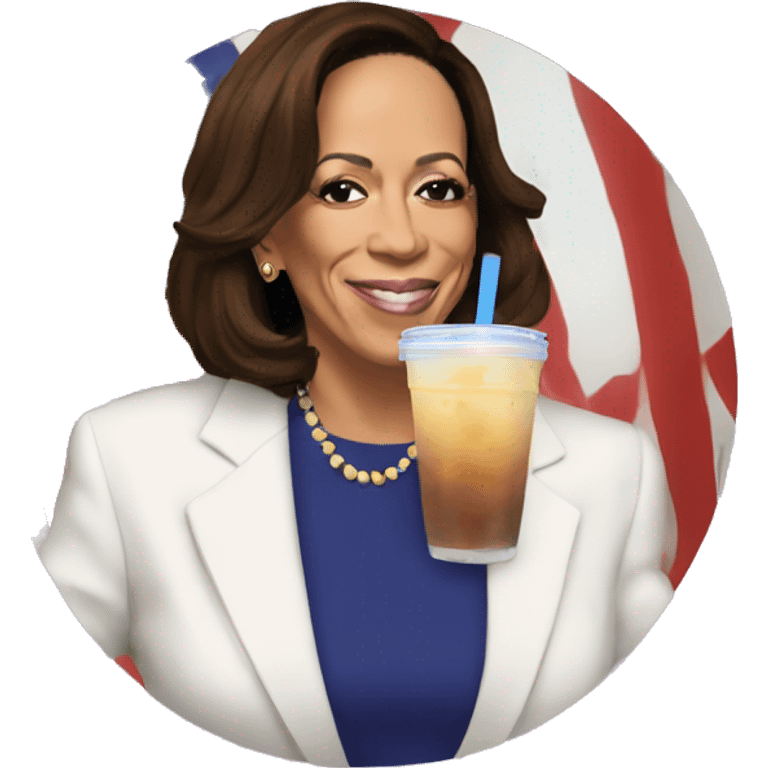 Kamala Harris drinking boba emoji