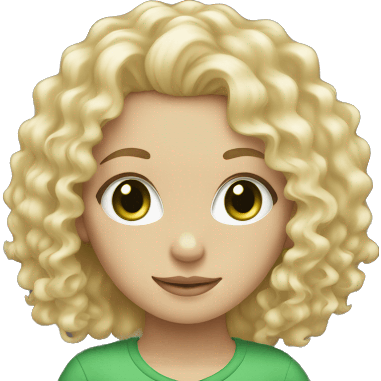 green eyed, long blonde curly haired, white skin girl emoji