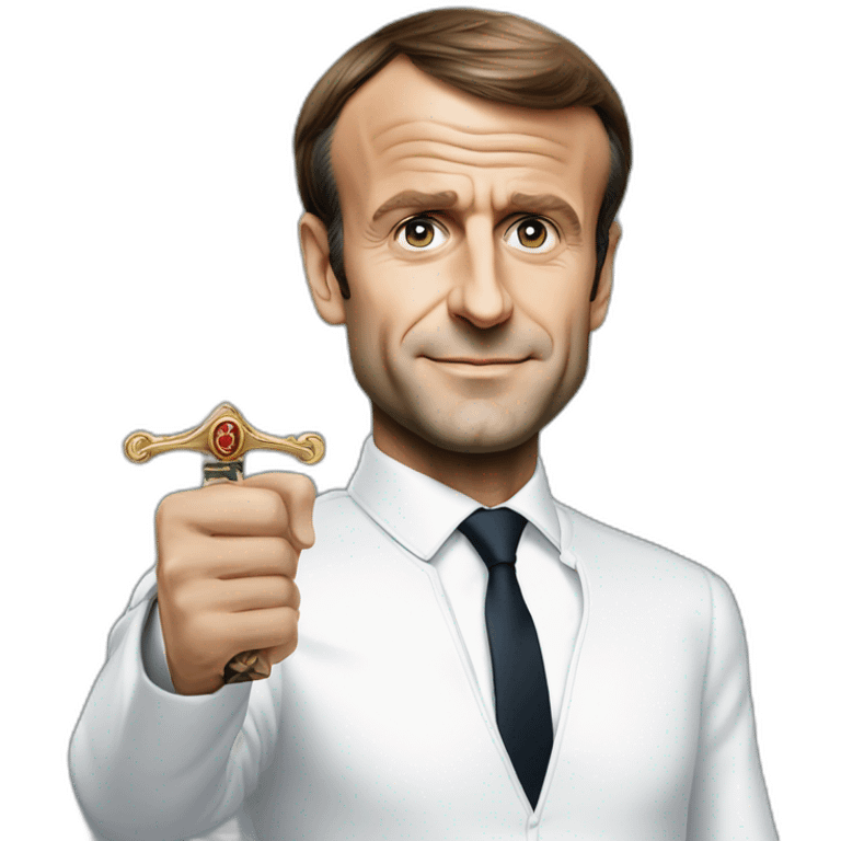 Emmanuel Macron avec une épée dans la main emoji