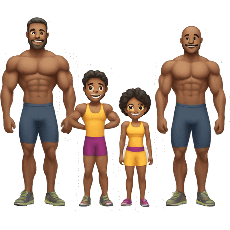 happy muscular family emoji