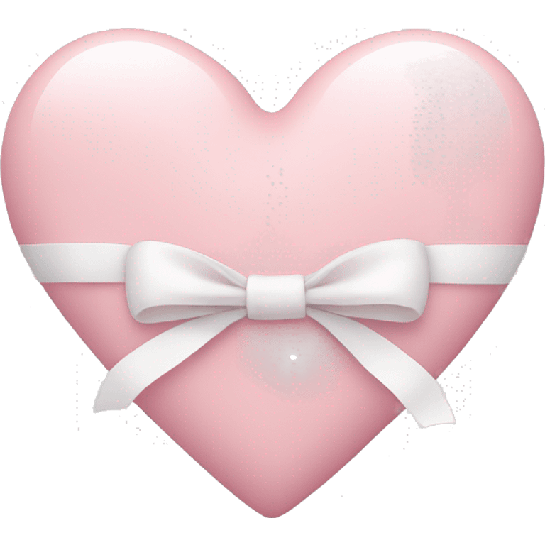 Pastel pink heart with white bow emoji