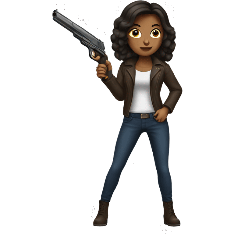 Brunette with a gun emoji