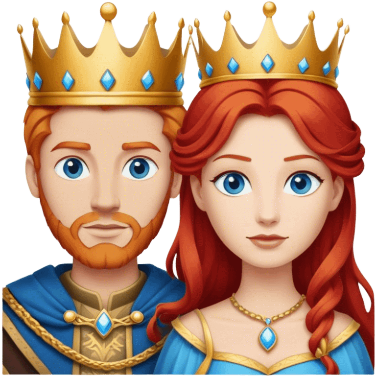 Red hair king, blonde queen, blue eyes emoji