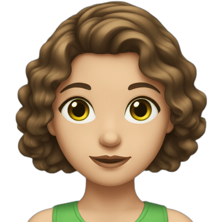 girl with wavy brunette hair and green eyes emoji