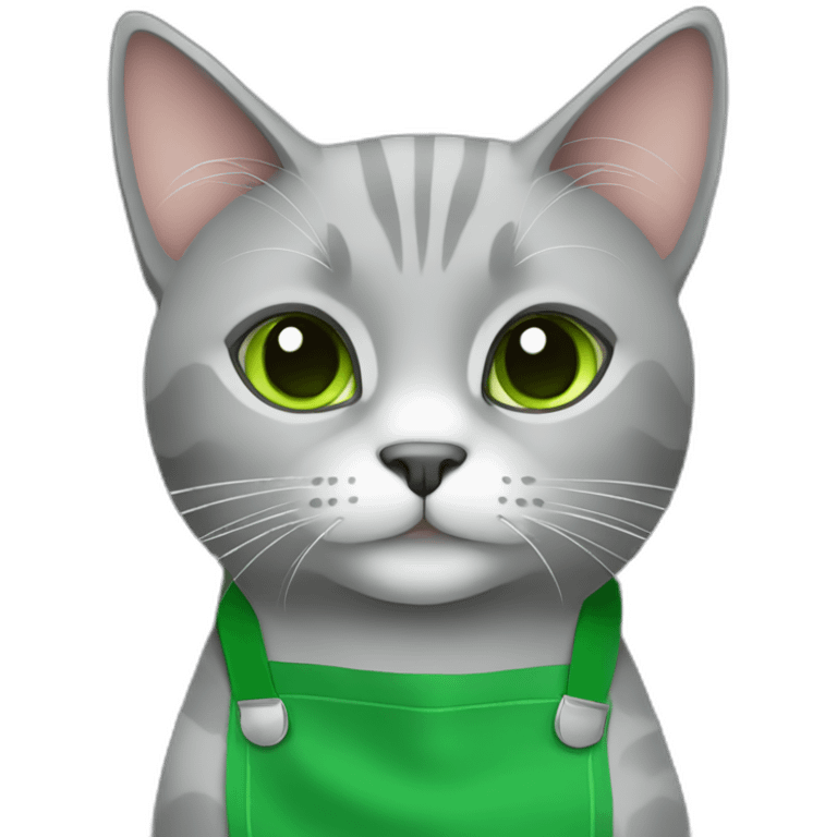 Grey cat with green apron emoji