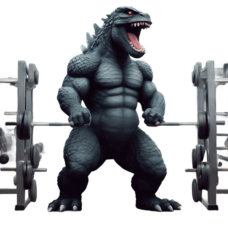 strong godzilla at gym emoji