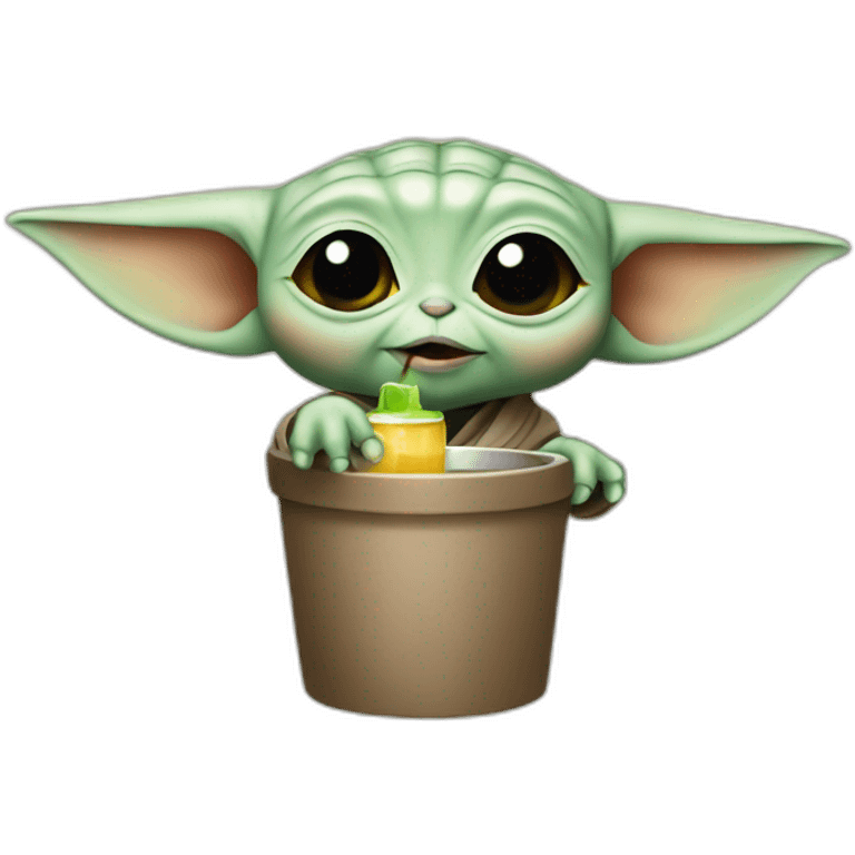 Baby Yoda drinking emoji