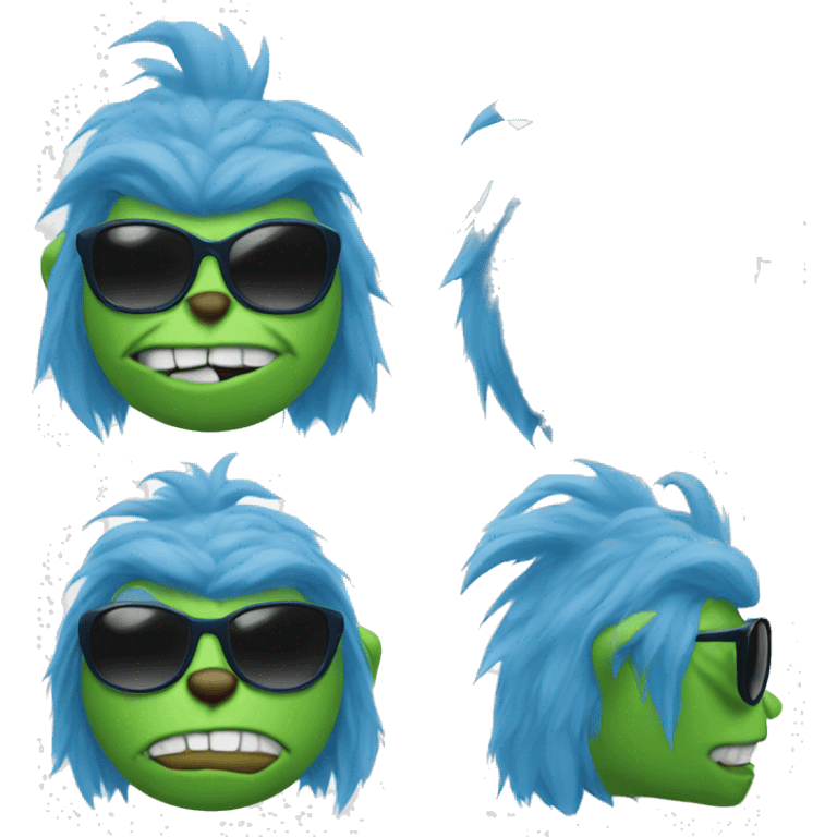 Blue grinch with sunglasses  emoji