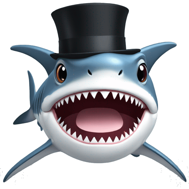 Shark with a top hat emoji