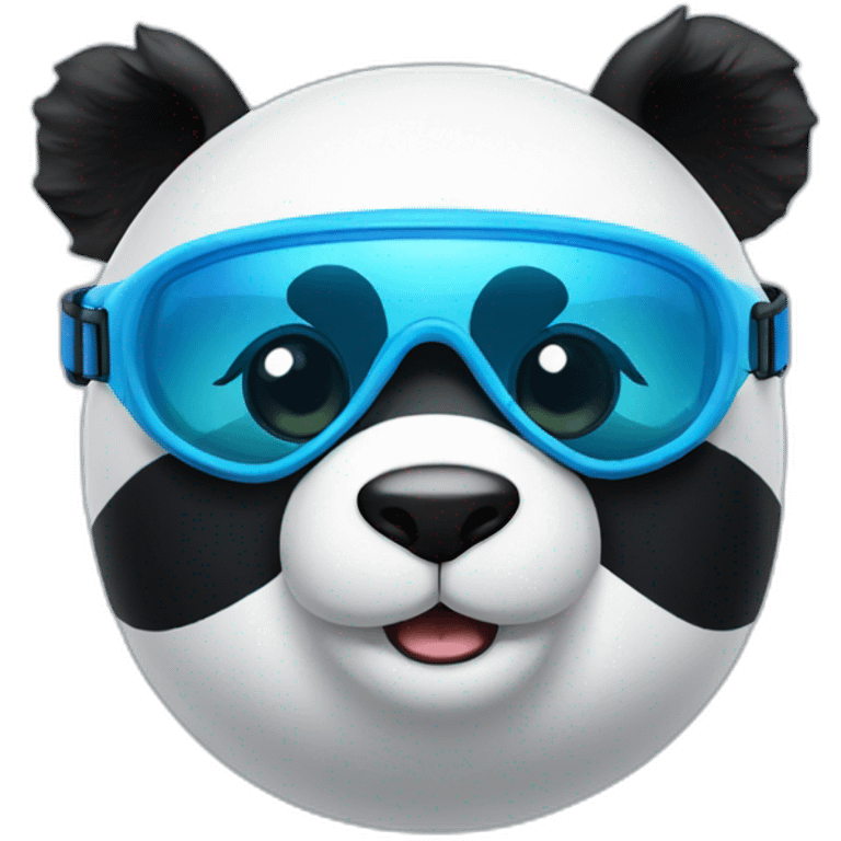 panda with blue swim goggles and a swim cap emoji