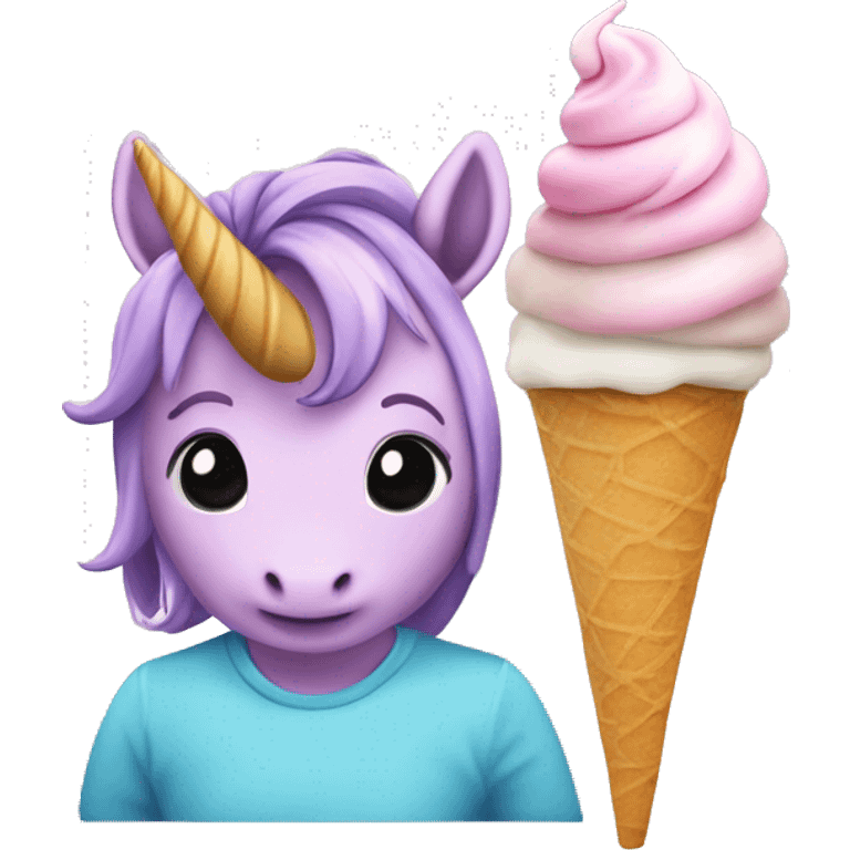 Un unicorno in cielo con un gelato in mano emoji