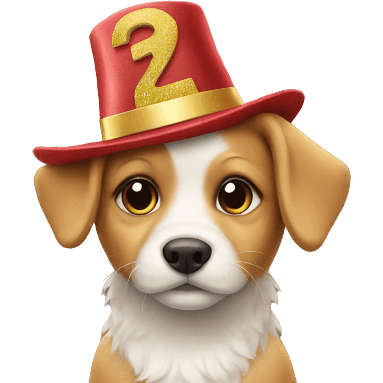 Cute dog in a New Year's hat emoji