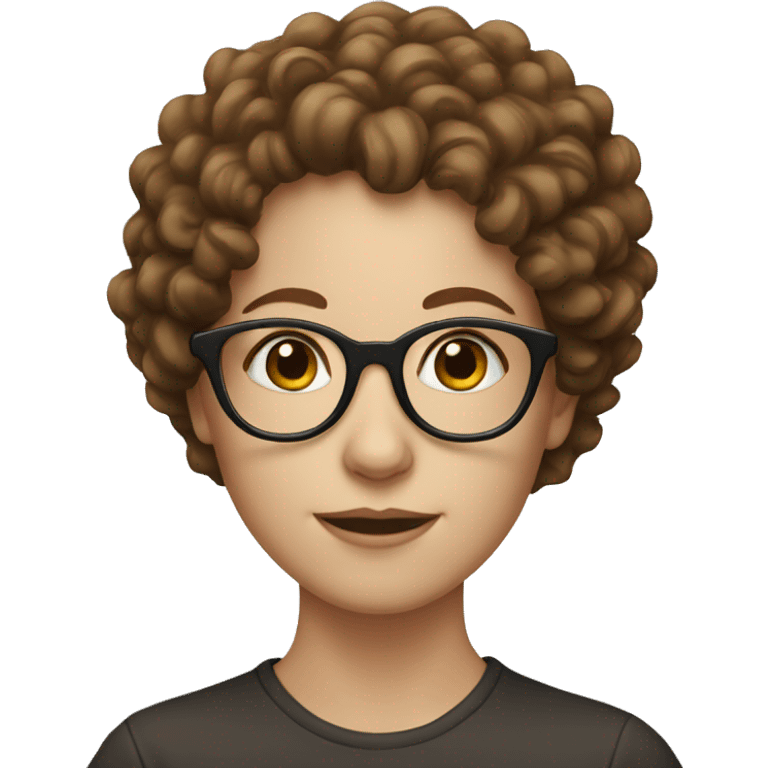 White girl with brown curly hair and glasses emoji