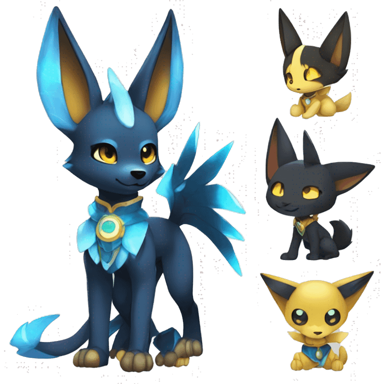 Shiny Sparkle Chibi Anubis-Umbreon-Lucario-Fakémon full body emoji