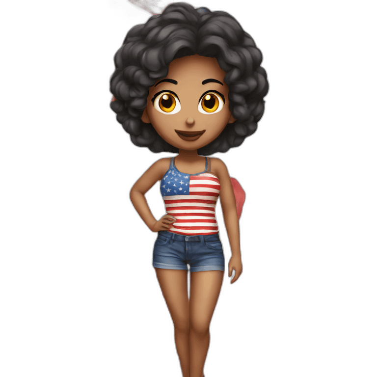 Sexy girl wearing only American flag emoji