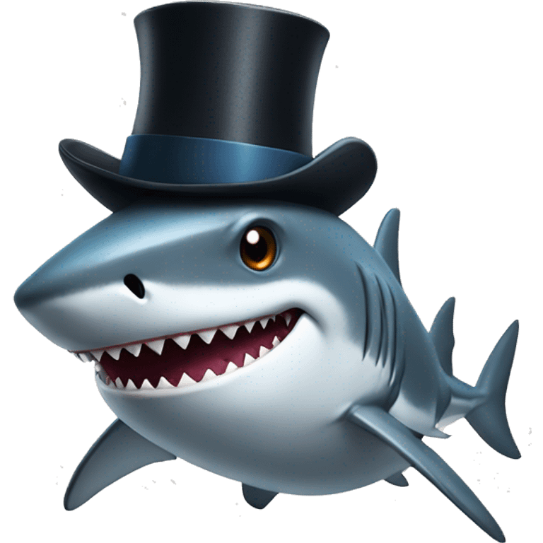 Shark with a top hat emoji