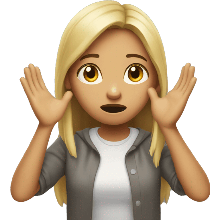 Confused girl that has her hands up emoji