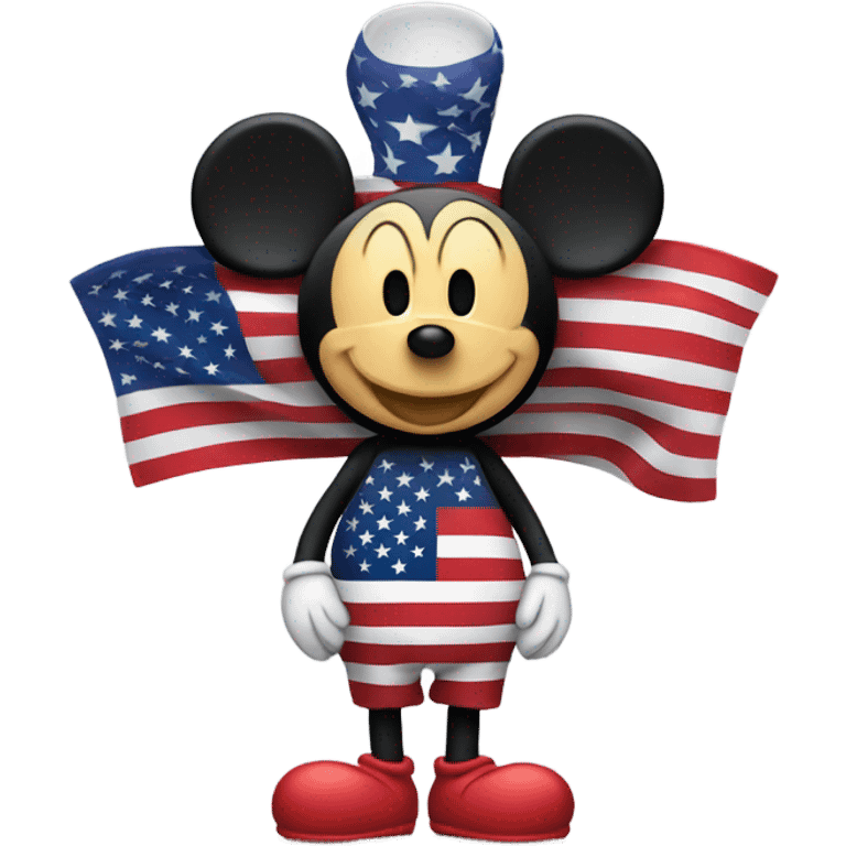 Mickey with usa flag and wings emoji