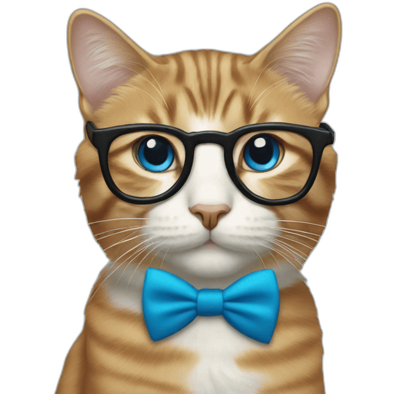 cat with blue bow tie and glasses emoji