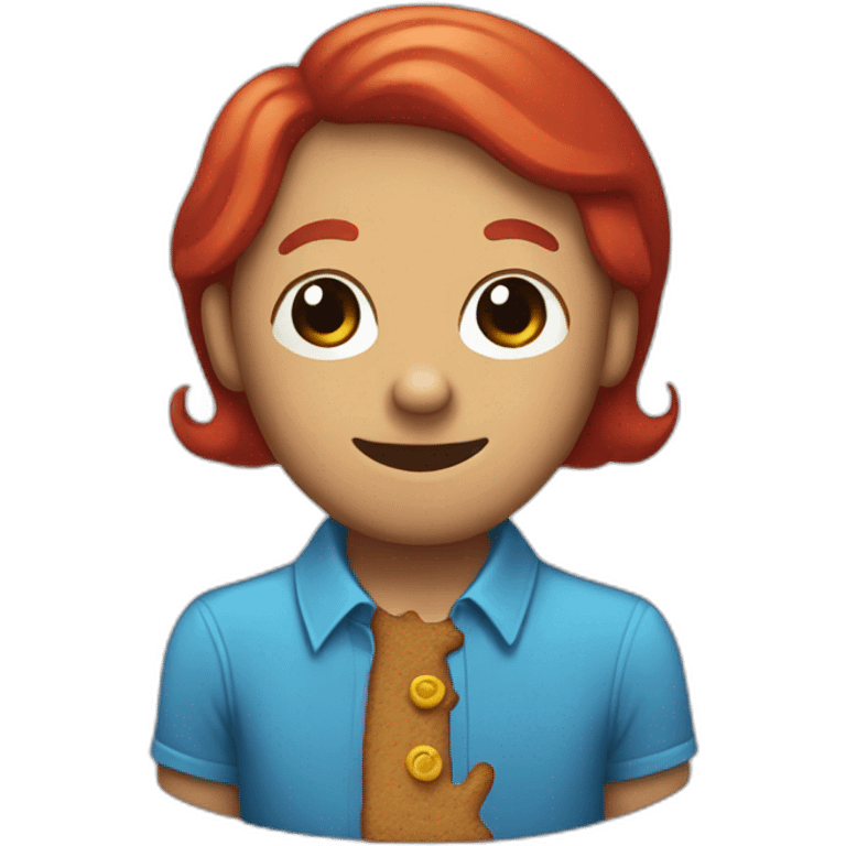 blue shirt red hair gingerbread man cookie emoji