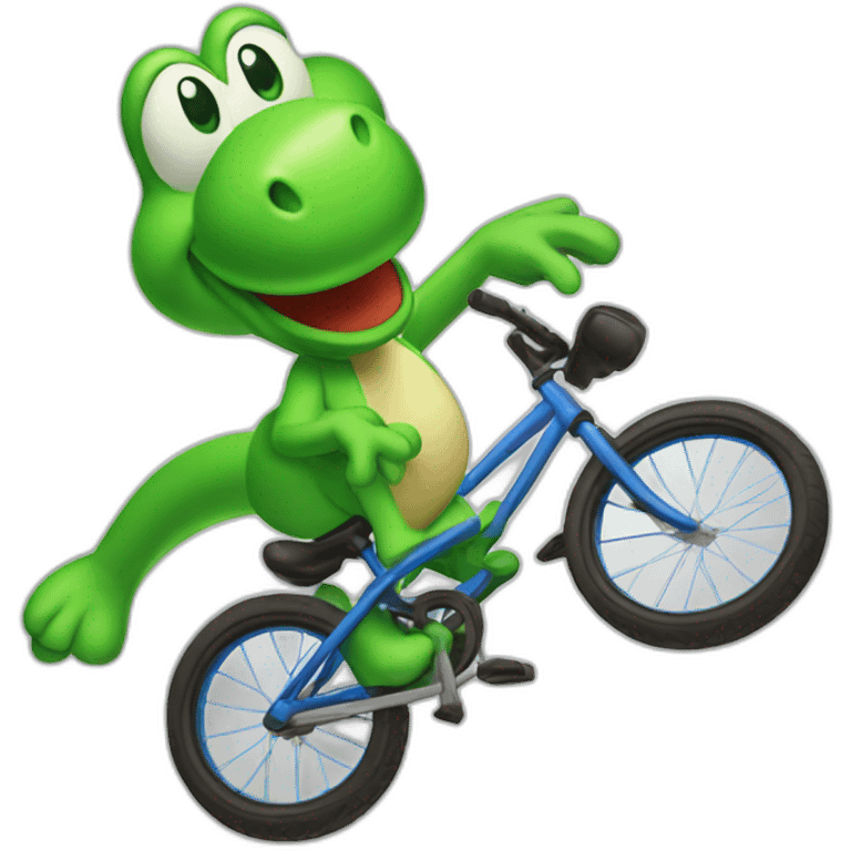 Green Yoshi doing a bicycle kick emoji