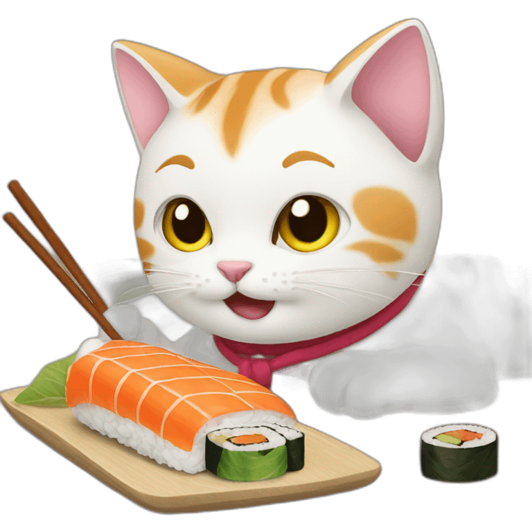 cat eating sushi emoji