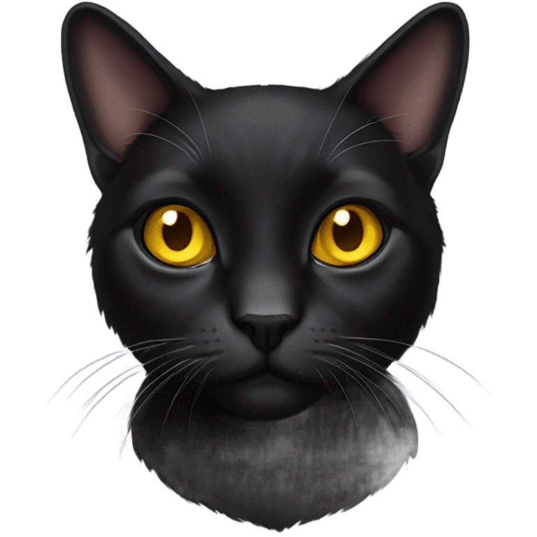 black lop-eared cat with yellow eyes emoji