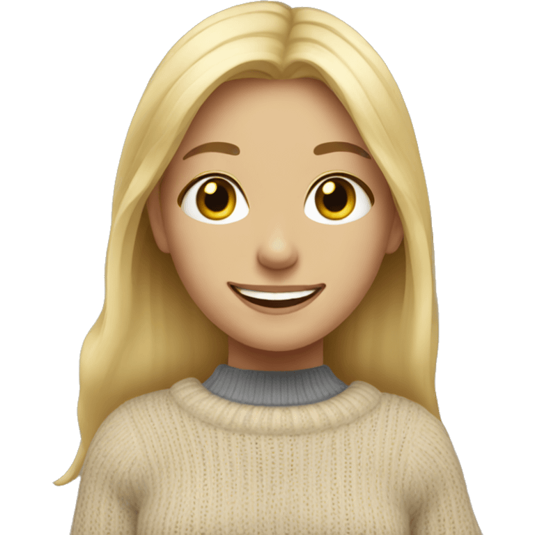 blonde girl smiling in sweater emoji