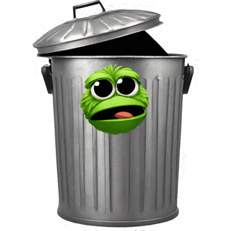 oscar the grouch inside metal trash can emoji