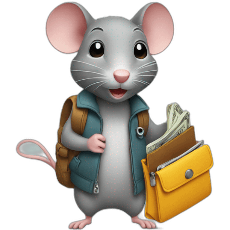 A little rat with a wallet to go to school emoji