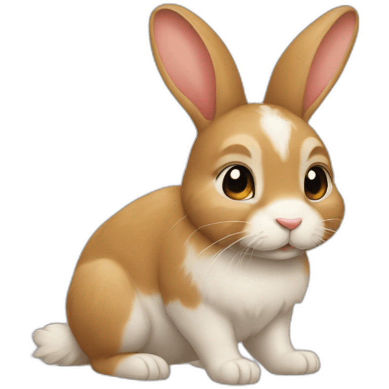 Lapin sur un chat emoji