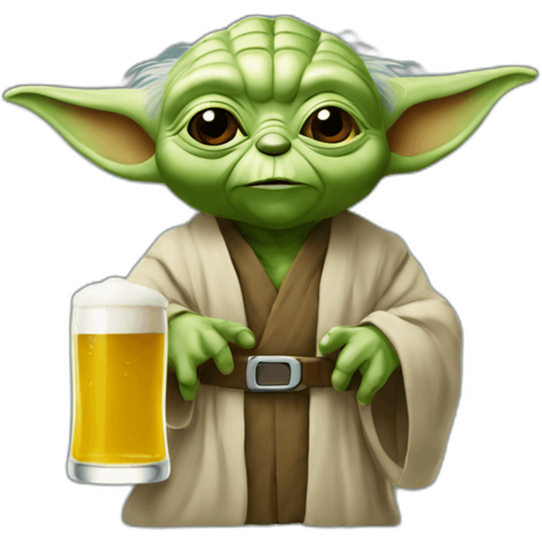 Yoda bois une bière emoji