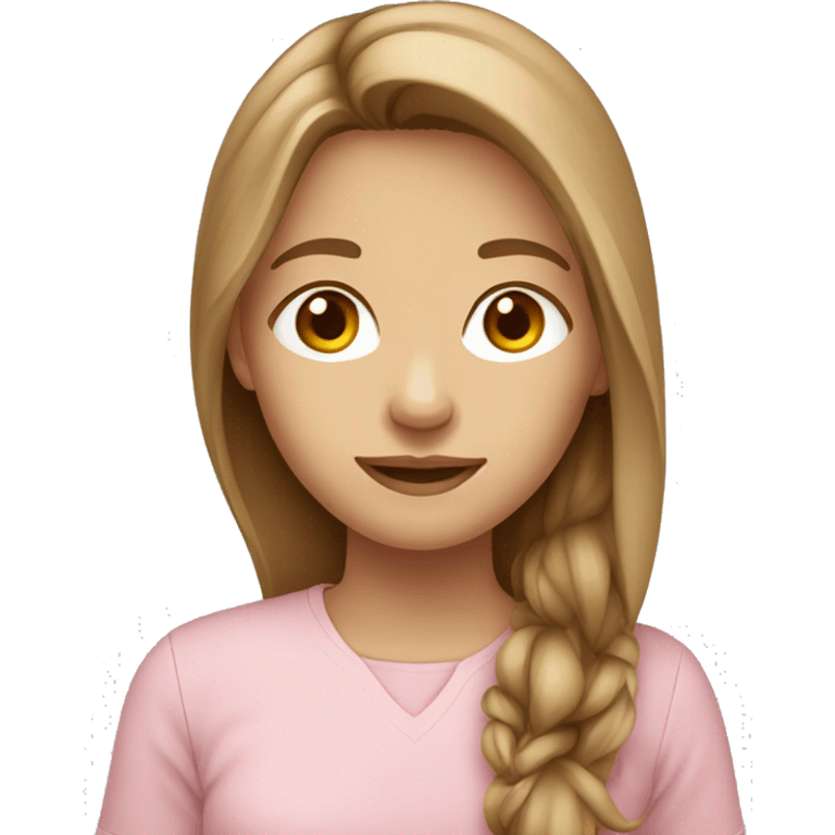 Teenager girl long light Brown hair light-pink shirt emoji